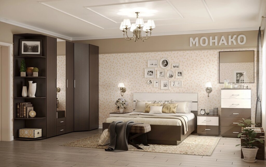 Спальня Монако (комплект 6), венге от компании Мебельный магазин ГОССА - фото 1