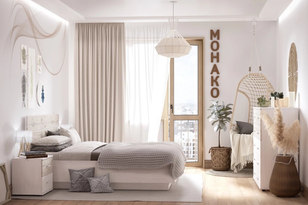 Спальня Монако (комплект 7), ясень анкор светлый от компании Мебельный магазин ГОССА - фото 1
