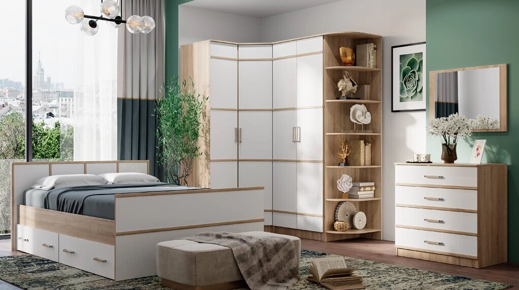 Спальня Сакура (комплект 2), дуб сонома от компании Мебельный магазин ГОССА - фото 1