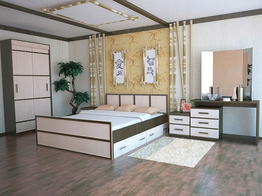 Спальня Сакура (комплект 3) от компании Мебельный магазин ГОССА - фото 1