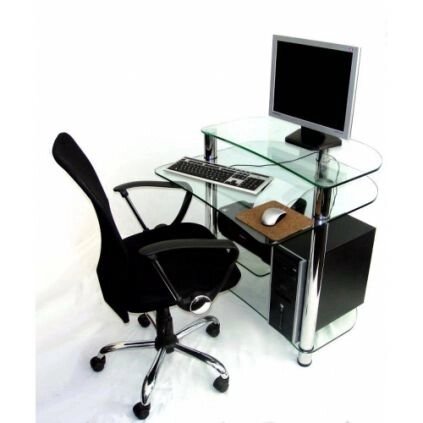 Стеклянный компьютерный стол КС-16 от компании Мебельный магазин ГОССА - фото 1