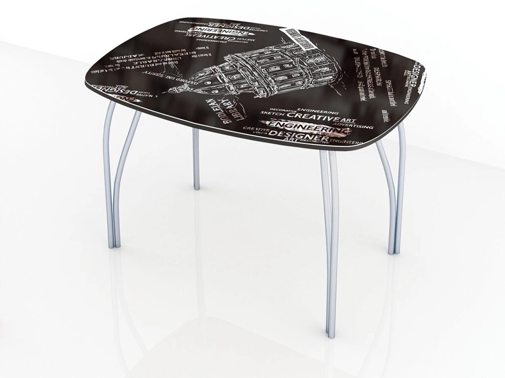 Стол обеденный 700 со стеклом Лотос (Оксфорд Черный) от компании Мебельный магазин ГОССА - фото 1