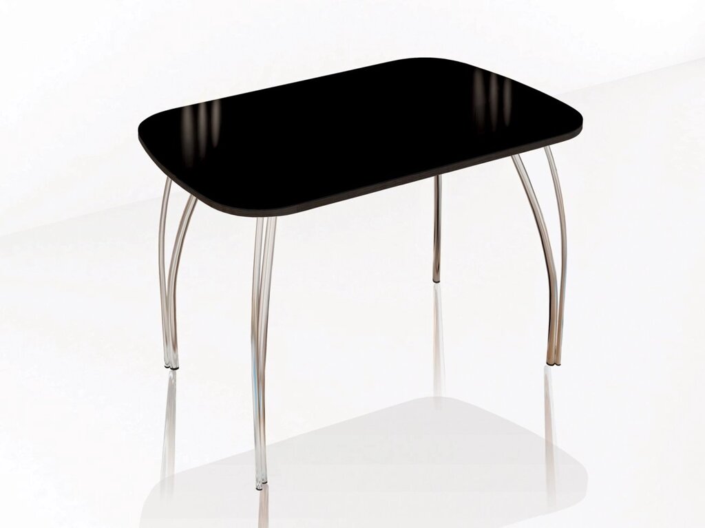 Стол обеденный 800 со стеклом Лотос (Лакобель черный) от компании Мебельный магазин ГОССА - фото 1