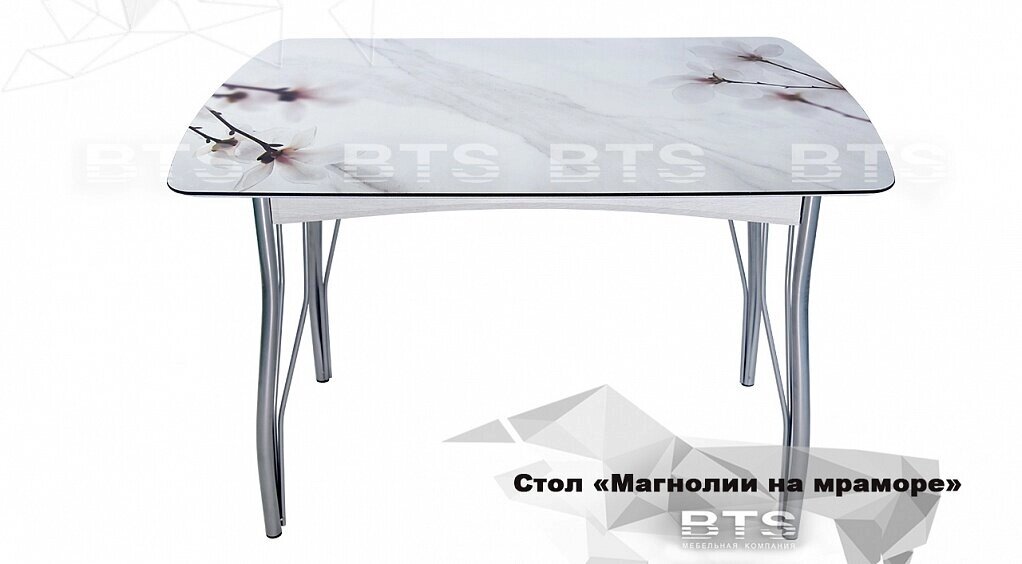 Стол обеденный Магнолия на мраморе (120х68 см) от компании Мебельный магазин ГОССА - фото 1