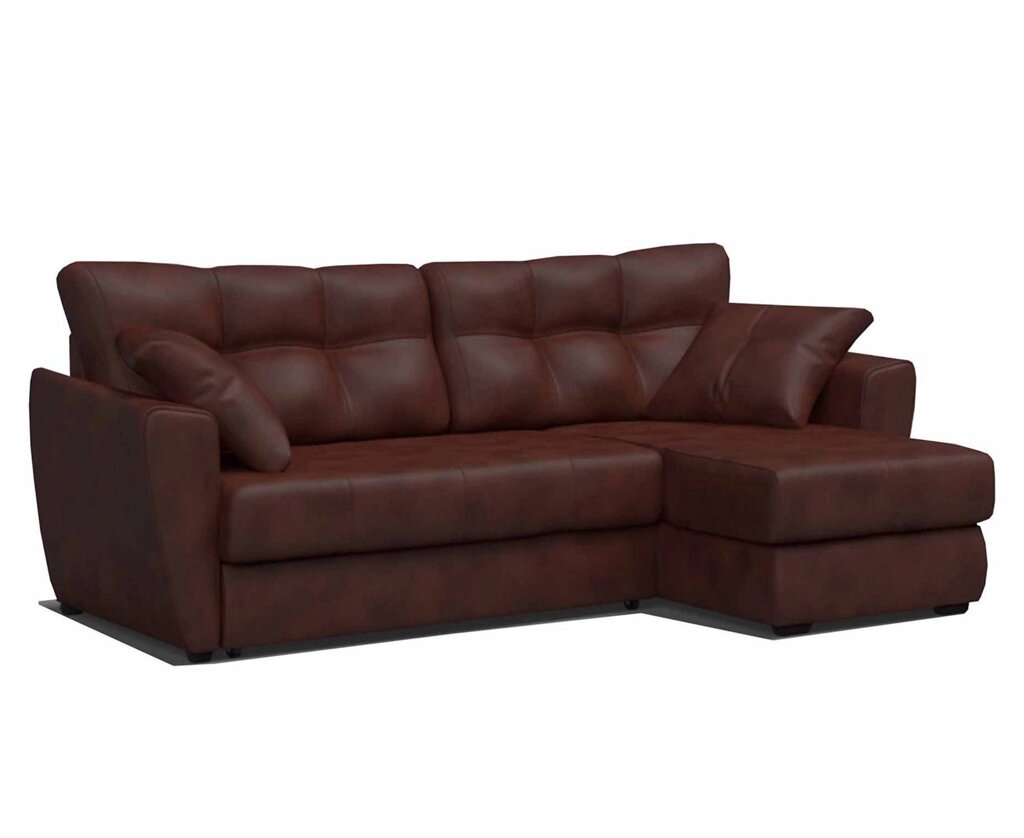 Угловой диван Амстердам экокожа коричневая от компании Мебельный магазин ГОССА - фото 1