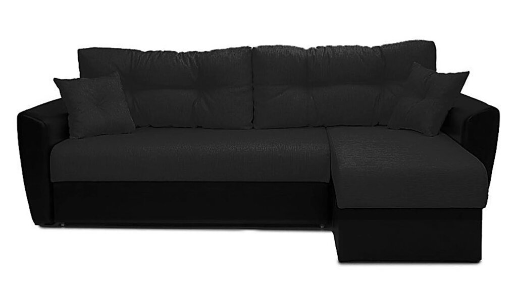 Угловой диван Амстердам рогожка черная от компании Мебельный магазин ГОССА - фото 1