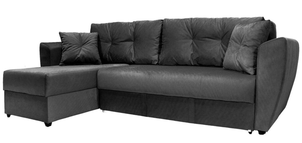 Угловой диван Амстердам велюр черный от компании Мебельный магазин ГОССА - фото 1