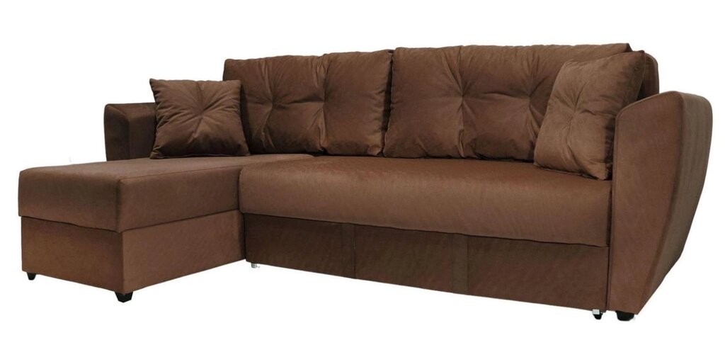 Угловой диван Амстердам велюр коричневый от компании Мебельный магазин ГОССА - фото 1