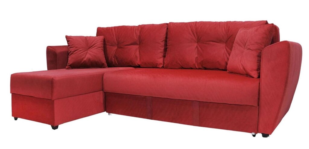 Угловой диван Амстердам велюр красный от компании Мебельный магазин ГОССА - фото 1