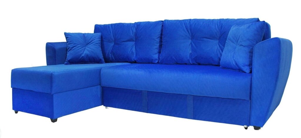 Угловой диван Амстердам велюр синий от компании Мебельный магазин ГОССА - фото 1