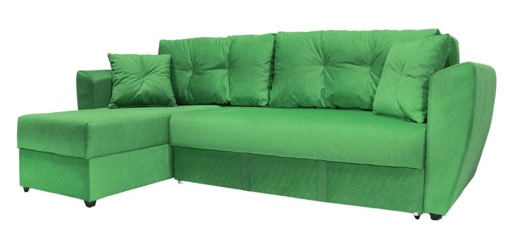 Угловой диван Амстердам велюр зеленый от компании Мебельный магазин ГОССА - фото 1