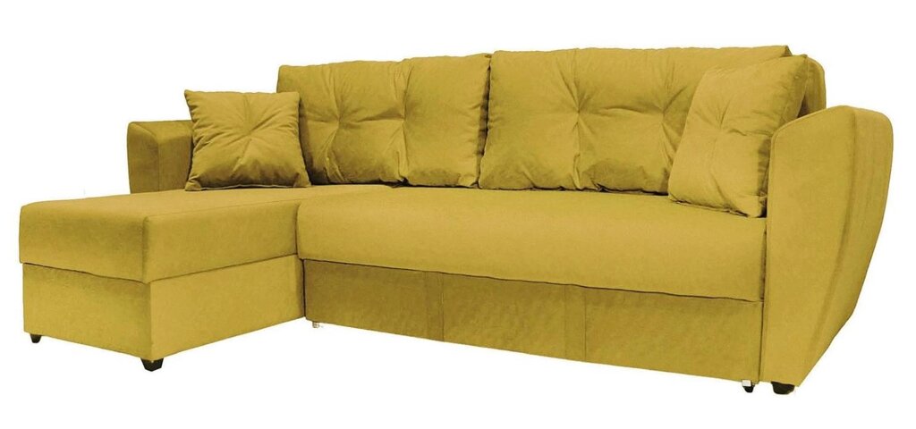 Угловой диван Амстердам велюр желтый от компании Мебельный магазин ГОССА - фото 1