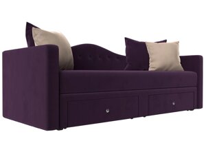Детский прямой диван Дориан | фиолетовый | бежевый