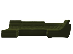 Диван П-образный модульный Холидей Люкс, микровельвет, зеленый