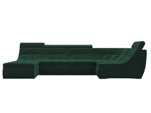 Диван П-образный модульный Холидей Люкс, велюр, зеленый
