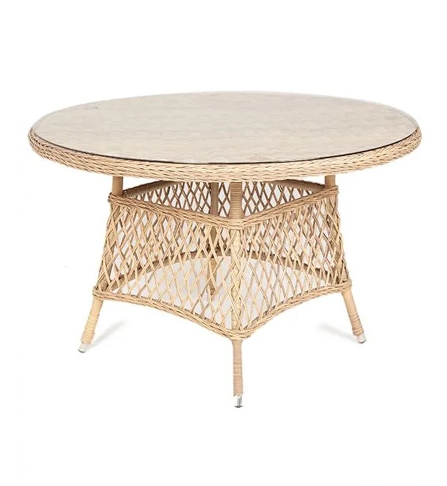 "Эспрессо" плетеный круглый стол, диаметр 118 см, цвет соломенный от компании M-Lion мебель - фото 1