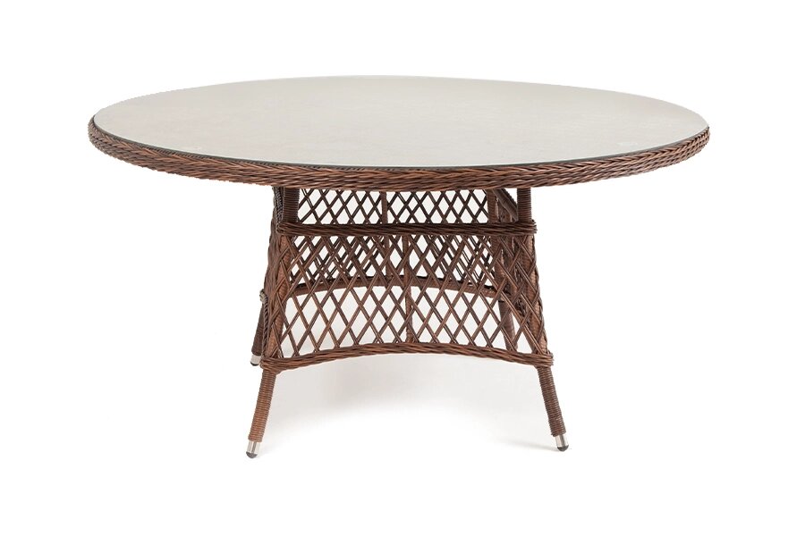 "Эспрессо" плетеный круглый стол, диаметр 150 см, цвет коричневый от компании M-Lion мебель - фото 1