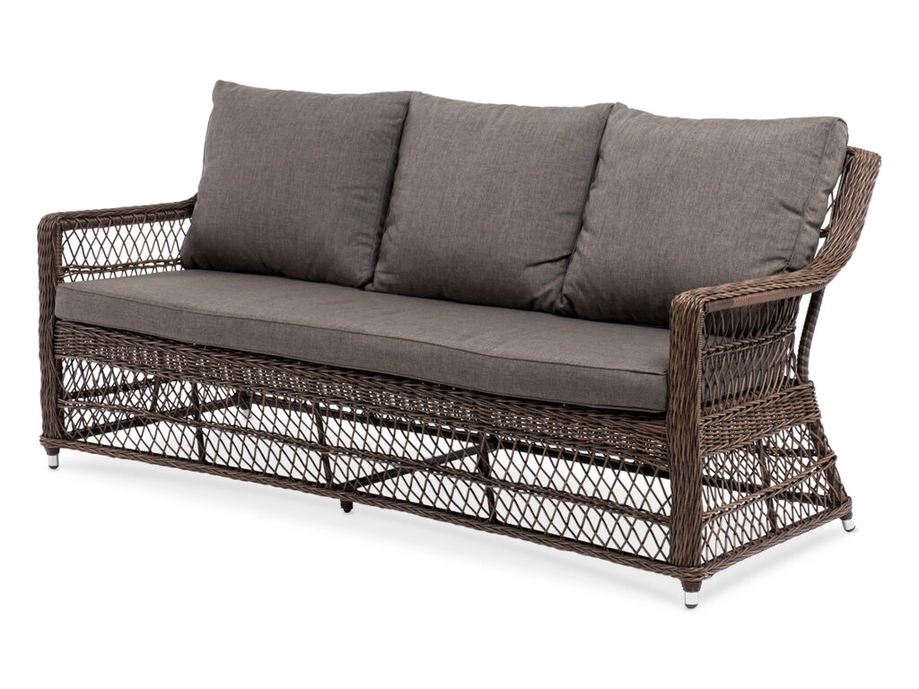 "Гранд Латте" диван трехместный из искусственного ротанга, цвет коричневый от компании M-Lion мебель - фото 1