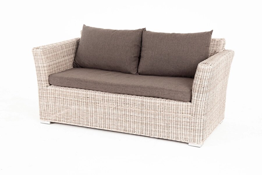 "Капучино" диван из искусственного ротанга двухместный, цвет бежевый от компании M-Lion мебель - фото 1