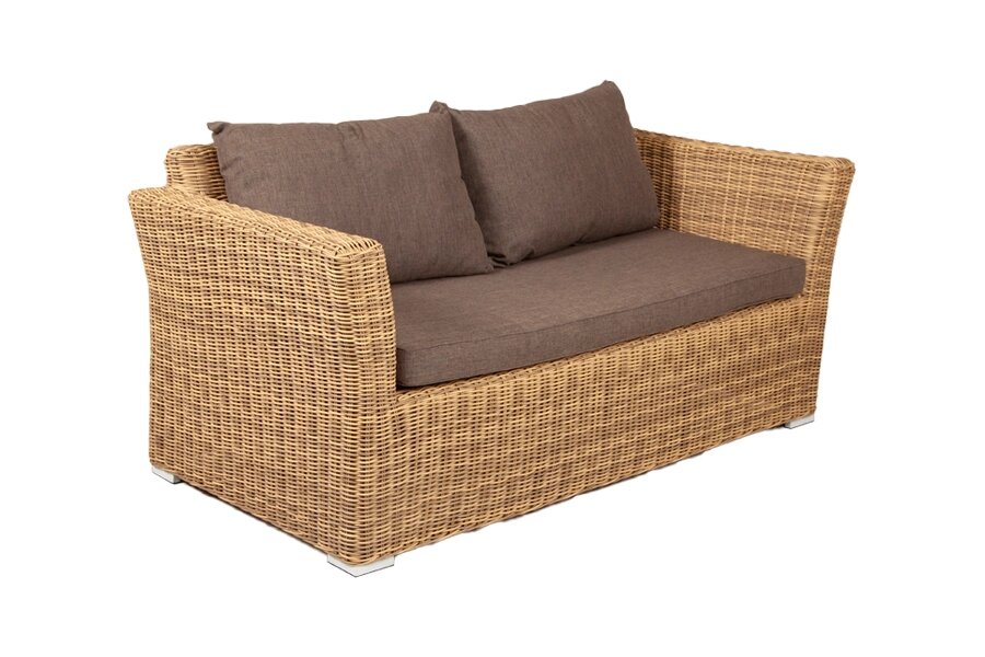 "Капучино" диван из искусственного ротанга двухместный, цвет соломенный от компании M-Lion мебель - фото 1