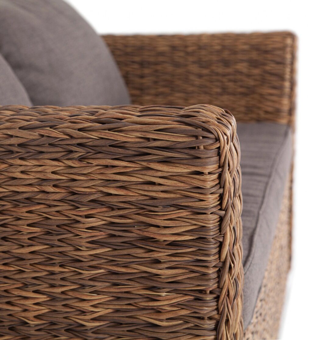 "Капучино" диван из искусственного ротанга (гиацинт) двухместный, цвет соломенный от компании M-Lion мебель - фото 1
