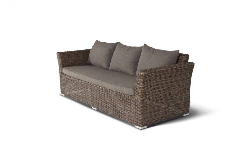 "Капучино" диван из искусственного ротанга трехместный, цвет коричневый от компании M-Lion мебель - фото 1