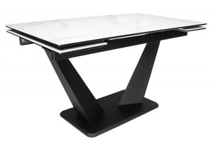 Керамический стол Кели 140(200)х80х76 белый - черныйй