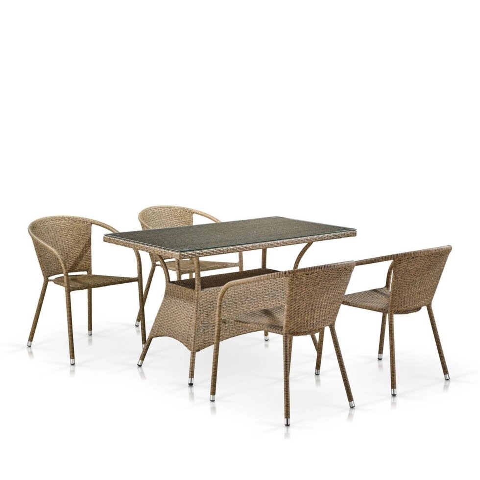 Комплект мебели из иск. ротанга T198D-Y137C-W56 Light Brown (4+1) от компании M-Lion мебель - фото 1