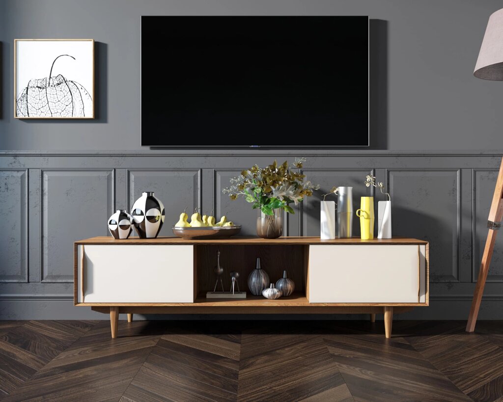 Консоль в Скандинавском стиле под TV "Bruni white" арт BR-22WH от компании M-Lion мебель - фото 1