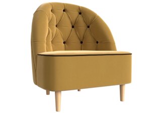 Кресло Амиса, микровельвет, желтый, коричневый