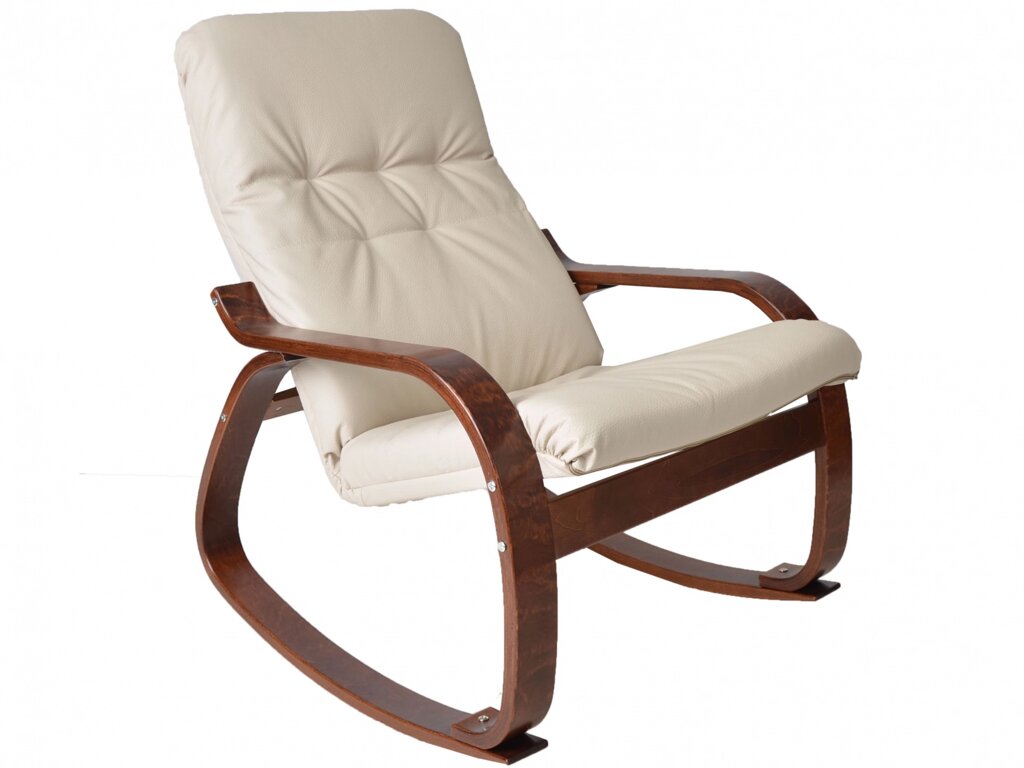 Кресло-качалка Сайма экокожа бежевый | каркас вишня от компании M-Lion мебель - фото 1