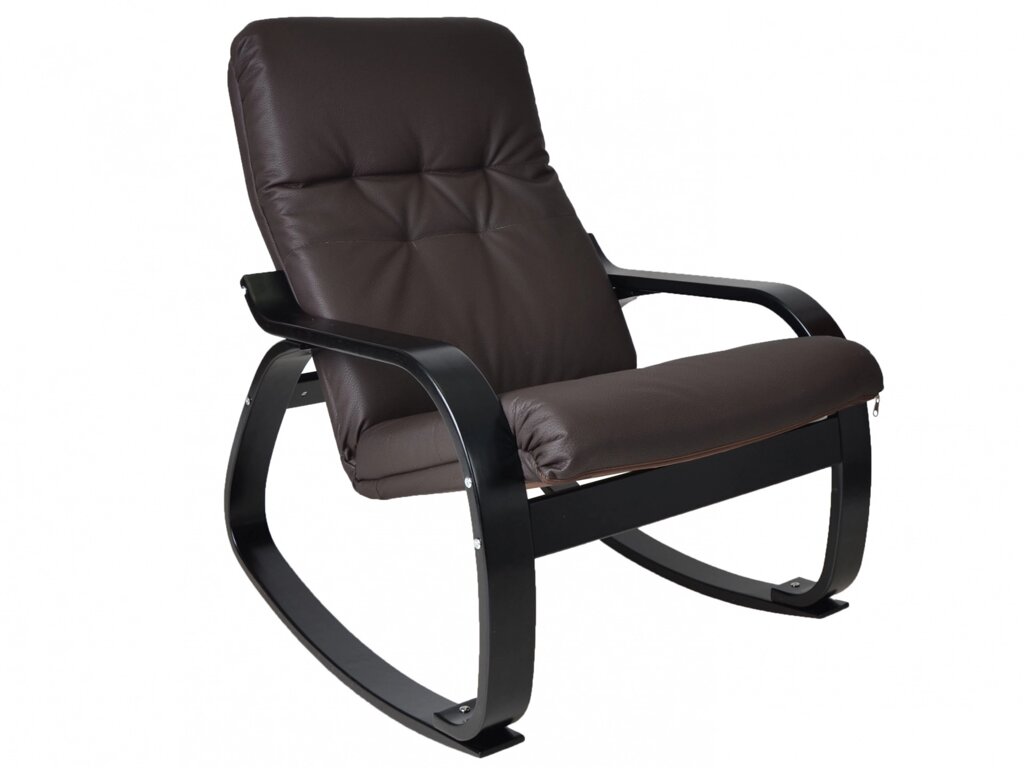 Кресло-качалка Сайма экокожа шоколад | каркас венге структура от компании M-Lion мебель - фото 1