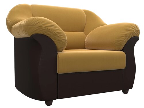 Кресло Карнелла, микровельвет, желтый, коричневый