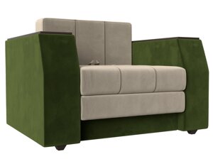 Кресло-кровать Атлантида, микровельвет, бежевый, зеленый