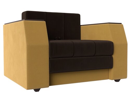 Кресло-кровать Атлантида, микровельвет, коричневый, желтый