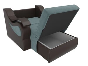 Кресло-кровать Меркурий 60, велюр, бирюзовый, коричневый