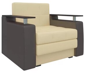 Кресло-кровать Мираж, экокожа, бежевый, коричневый