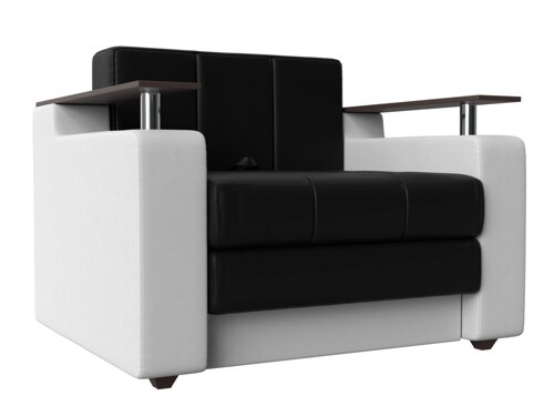 Кресло-кровать Мираж, экокожа, черный, белый