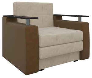 Кресло-кровать Мираж, микровельвет, бежевый, коричневый
