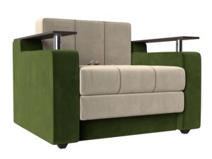 Кресло-кровать Мираж, микровельвет, бежевый, зеленый