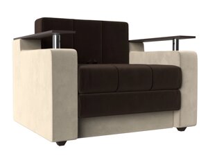 Кресло-кровать Мираж, микровельвет, коричневый, бежевый