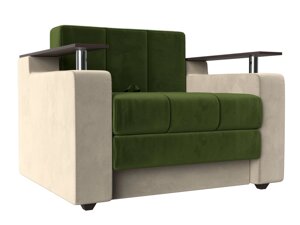 Кресло-кровать Мираж, микровельвет, зеленый, бежевый