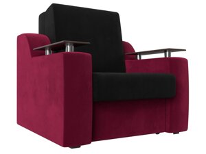 Кресло-кровать Сенатор 60, микровельвет, черный, бордовый