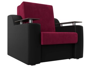 Кресло-кровать Сенатор 60, микровельвет, экокожа, бордовый, черный