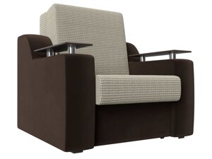 Кресло-кровать Сенатор 60, микровельвет, рогожка, корфу 02, коричневый