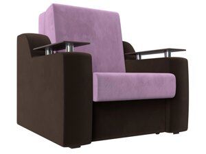 Кресло-кровать Сенатор 80, микровельвет, сиреневый, коричневый