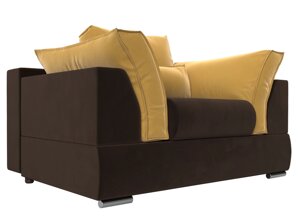 Кресло Пекин, микровельвет, коричневый, желтый