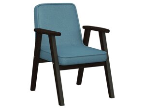 Кресло Ретро ткань голубой | каркас венге