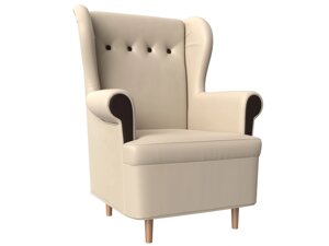 Кресло Торин, экокожа, бежевый, коричневый