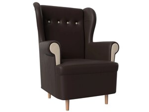 Кресло Торин, экокожа, коричневый, бежевый